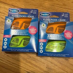 2 Packs Dentek Floss Picks Travel Kits Orange Green